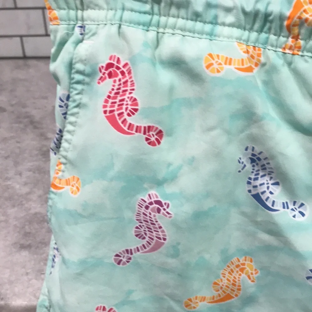 Peter Millar Swim Trunks Mens‎ 38 Green Sea Horses Resortwear Beach Coastal Boho
